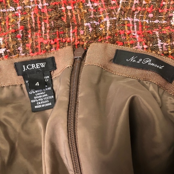 J Crew No. 2 Pencil Skirt Orange Brown Tweed Size 4 - Picture 6 of 11